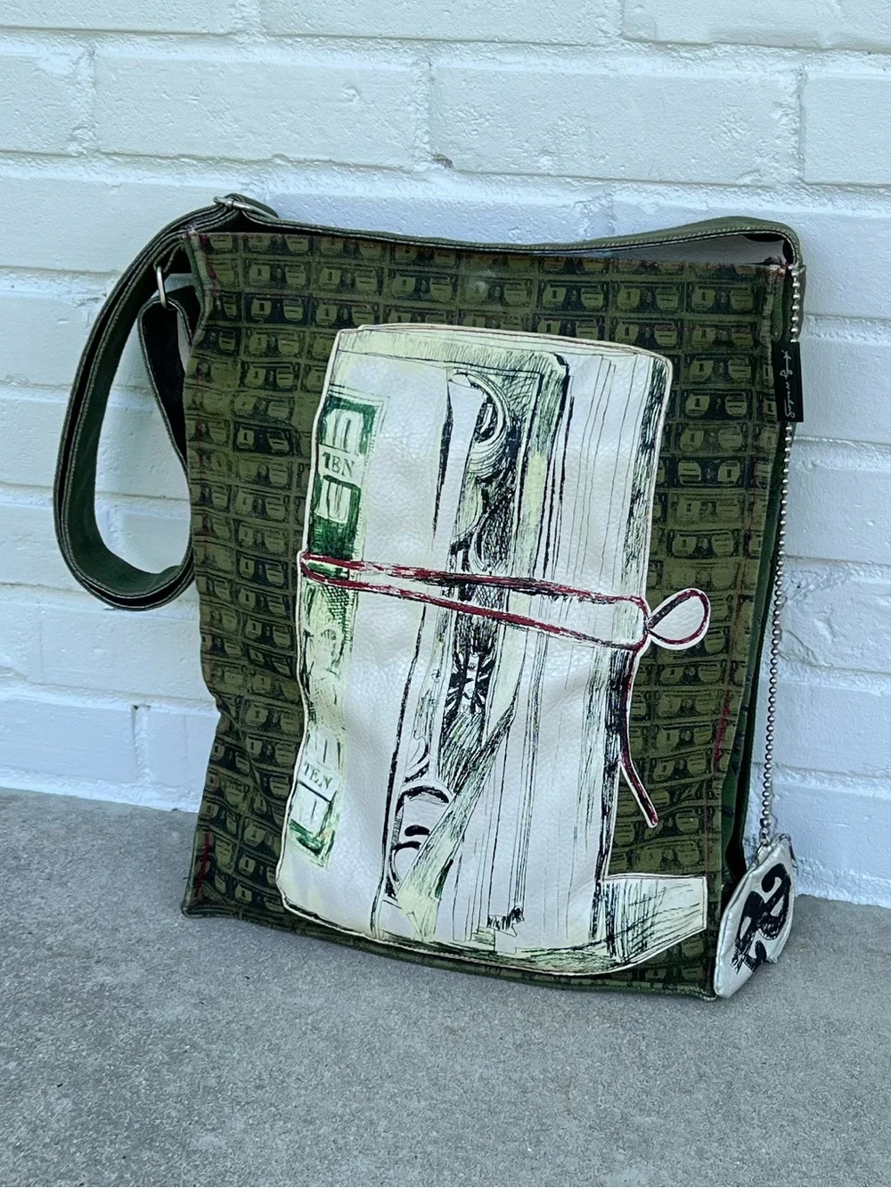 Andy Warhol Roll of Bills Money Canvas Crossbody Tote Bag